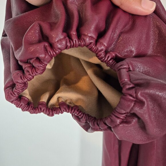 Amanda Uprichard Red Faux Leather Maisie Mini Dress Puff Sleeves Women's Medium - Picture 4 of 11